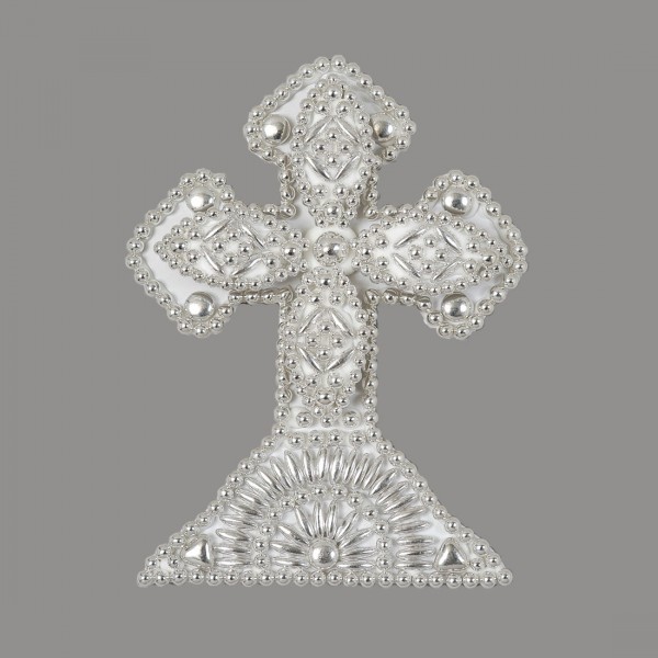 Ασημένιος με φύλλα σταυρός πλάγιος για δίσκο μνημοσύνου 