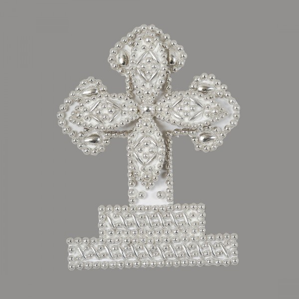 Ασημένιος με φύλλα σταυρός πλάγιος για δίσκο μνημοσύνου τύπου υπερυψωμένος