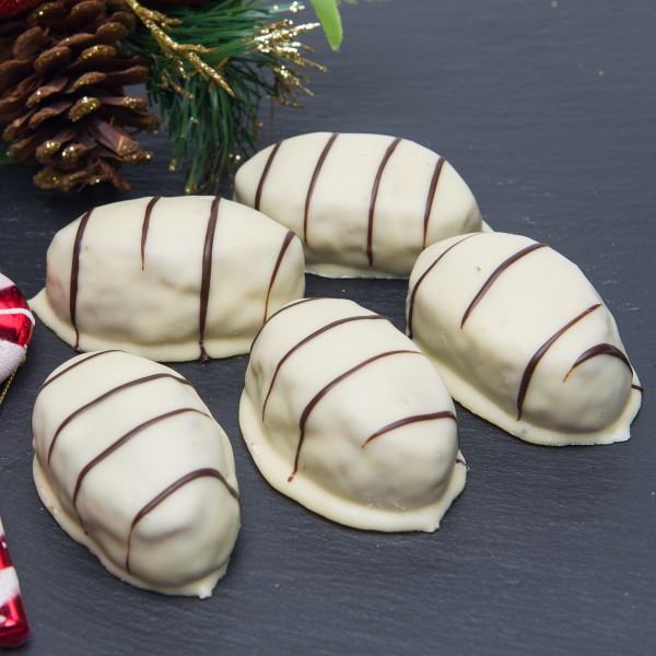 Μελομακάρονα με επικάλυψη λευκής σοκολάτας